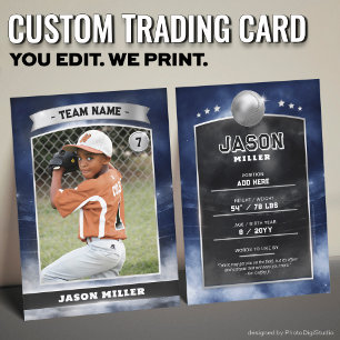 Aangepaste Baseball Trading Kaart Blue Silver Stad Contactkaartje
