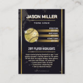 Aangepaste Baseball Trading Kaart, Gold Player Kaa Contactkaartje (Achterkant)