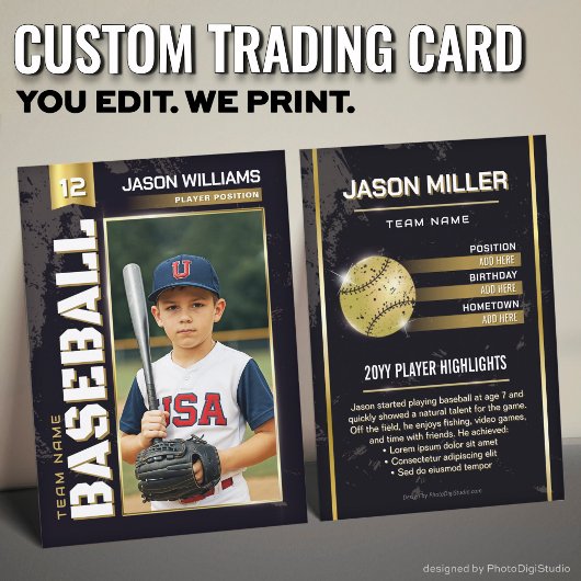 Aangepaste Baseball Trading Kaart, Gold Player Kaa Contactkaartje