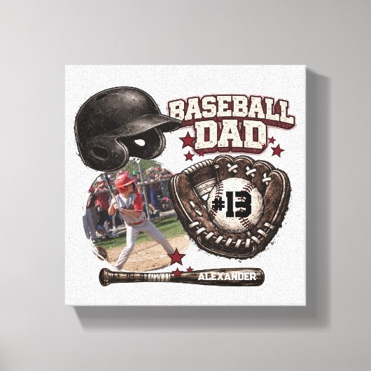 Aangepaste Baseball Vader Foto Naam Canvas Afdruk (Voorkant)