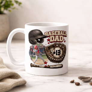 Aangepaste Baseball Vader Foto Naam Koffiemok