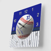 Aangepaste Baseball Wall-klokken Jouw tekst, KLEUR Vierkante Klok (Hoek)