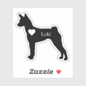 Aangepaste Basenji Dog Hound Heart Name Aangepast Sticker (Vel)