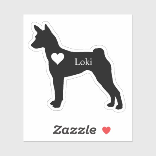 Aangepaste Basenji Dog Hound Heart Name Aangepast Sticker (Vel)