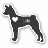 Aangepaste Basenji Dog Hound Heart Name Aangepast Sticker (Voorkant)