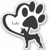 Aangepaste Basenji Dog Hound Heart Name Aangepast Sticker (Voorkant)