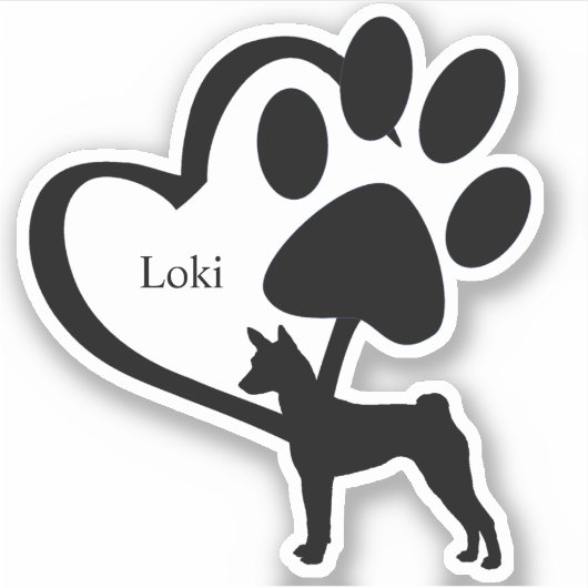 Aangepaste Basenji Dog Hound Heart Name Aangepast Sticker (Voorkant)