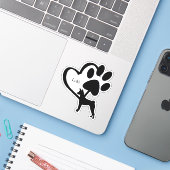 Aangepaste Basenji Dog Hound Heart Name Aangepast Sticker (Laptop met iPhone)