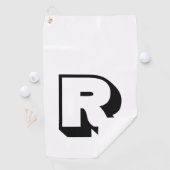 Aangepaste Basic Black Monogram Golfhanddoek (Insitu)