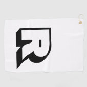 Aangepaste Basic Black Monogram Golfhanddoek (Horizontaal)