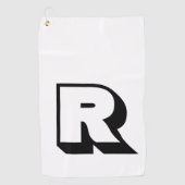 Aangepaste Basic Black Monogram Golfhanddoek (Voorkant)