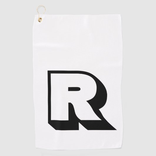 Aangepaste Basic Black Monogram Golfhanddoek (Voorkant)