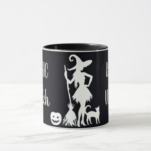 Aangepaste BASIC Hekserij met Kat Grappig Cadeau C Mok (Midden)