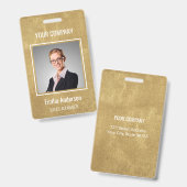 Aangepaste basis bedrijfsnaam foto goud badge (Voor- en achterkant)