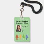 Aangepaste basisschool foto ID-beveiligingsbadge Badge (Voorzijde met lanyard)