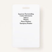 Aangepaste Basisschool Foto-ID Beveiligingsbadge Badge (Achterkant)