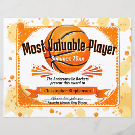 Aangepaste Basketbal Award MVP Gepersonaliseerd Te
