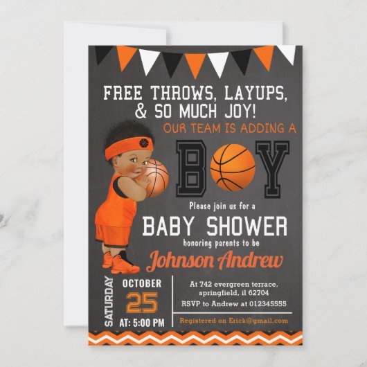 Aangepaste Basketbal Baby Shower Kaart (Voorkant)