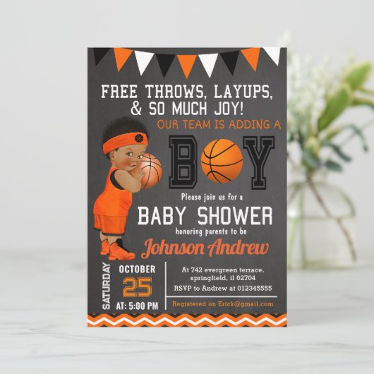 Aangepaste Basketbal Baby Shower Kaart (Staand voorkant)