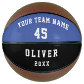 Aangepaste Basketbal Blauwe Speler Team Naam Numme (Voorkant)