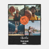 Aangepaste Basketbal Fotocollage met Naam & Jaar Fleece Deken (Voorkant)