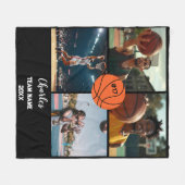 Aangepaste Basketbal Fotocollage met Naam & Jaar Fleece Deken (Voorkant (Horizontaal))