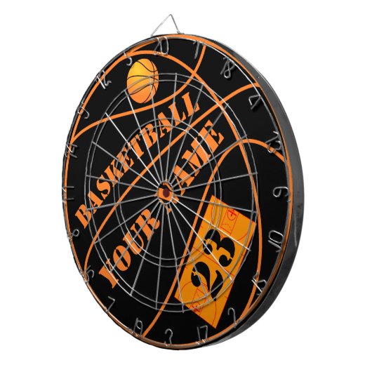 Aangepaste basketbal gepersonaliseerd dartbord (Voorkant Rechts)