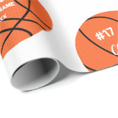 Aangepaste Basketbal Gift Wrap met Naam & Nummer Cadeaupapier (Rol Hoek)