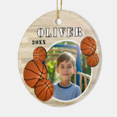 Aangepaste Basketbal Hout Sport Foto Keramisch Ornament (Links)