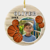 Aangepaste Basketbal Hout Sport Foto Keramisch Ornament (Achterkant)