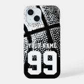 Aangepaste basketbal jersey nummer budget prijs iPhone 15 case (Achterkant)