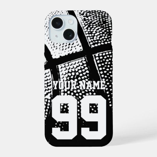 Aangepaste basketbal jersey nummer budget prijs iPhone 15 case (Achterkant)