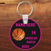 Aangepaste Basketbal Meisje Sleutelhangers met Naa (Achterkant)
