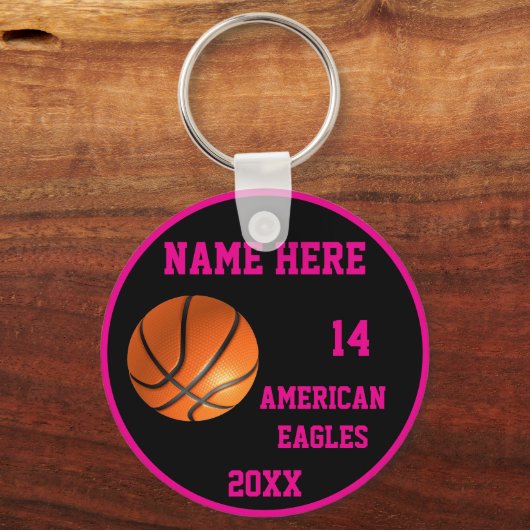 Aangepaste Basketbal Meisje Sleutelhangers met Naa (Achterkant)