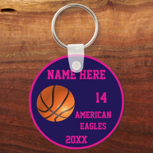 Aangepaste Basketbal Meisje Sleutelhangers met Naa (Voorkant)