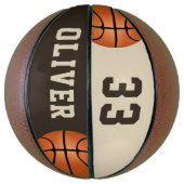 Aangepaste basketbal met naam en nummer van speler (Verticaal)