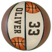 Aangepaste basketbal met naam en nummer van speler (Verticaal)