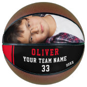 Aangepaste basketbal met naam, nummer, team, foto (Voorkant)