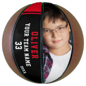Aangepaste basketbal met naam, nummer, team, foto (Verticaal)