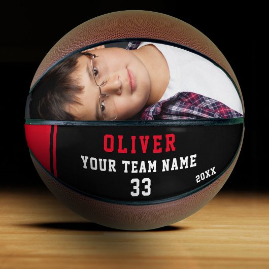 Aangepaste basketbal met naam, nummer, team, foto