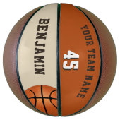 Aangepaste basketbal met teamnaam en nummer (Verticaal)