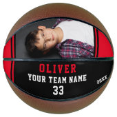 Aangepaste basketbal met teamnaam, nummer, foto (Voorkant)