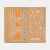 Aangepaste basketbal mijlpaal deken, basketbal fleece deken (Voorkant (Horizontaal))