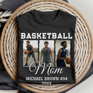 Aangepaste Basketbal Moeder 3 Foto Collage Naam Nu T-shirt