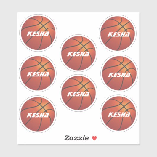 Aangepaste basketbal stickers toevoegen jouw naam  (Vel)