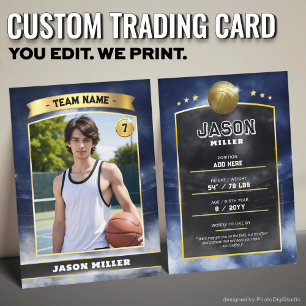 Aangepaste Basketbal Trading Kaart Blue Gold Stadi Contactkaartje