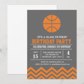 Aangepaste Basketbal Verjaardag Uitnodiging voor J (Voorkant / Achterkant)