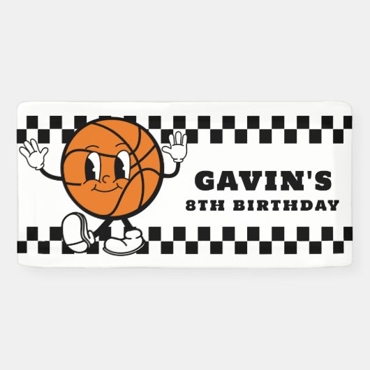 Aangepaste Basketbal Verjaardagsfeest Vinyl Outdoo Spandoek (Horizontaal)