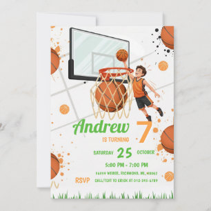 Aangepaste basketbal verjaardagsfeestje kaart