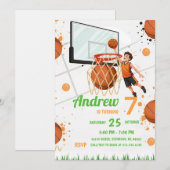 Aangepaste basketbal verjaardagsfeestje kaart (Voorkant / Achterkant)